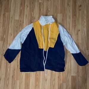 Vintage Colorblock Windbreaker Jacket - Navy, Yellow & White